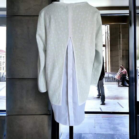 TYLER BOE ( L ) Light Green Dot Sweater W Attached White Ducktail Blouse - Picture 4 of 7